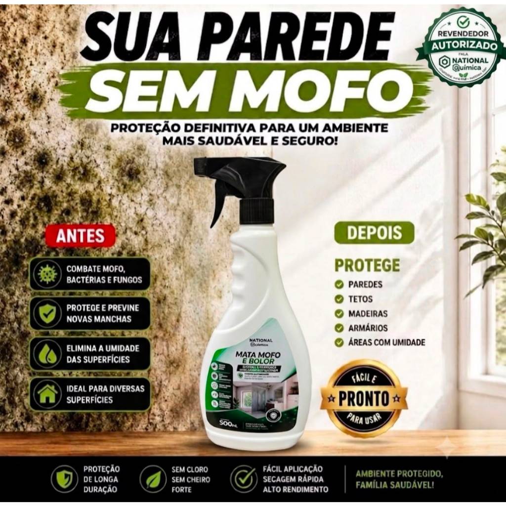 Protecao Anti Fungos E Bolor Antimofo Concentrado National Quimica 500ml Mata Mofo Parede Armario Teto