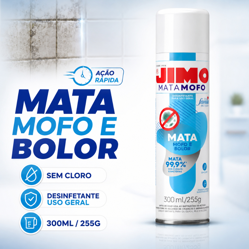 Jimo Mata Mofo Removedor de Mofo e Bolor Limpeza Profunda Banheiro Azulejo Rejunte Parede e Teto