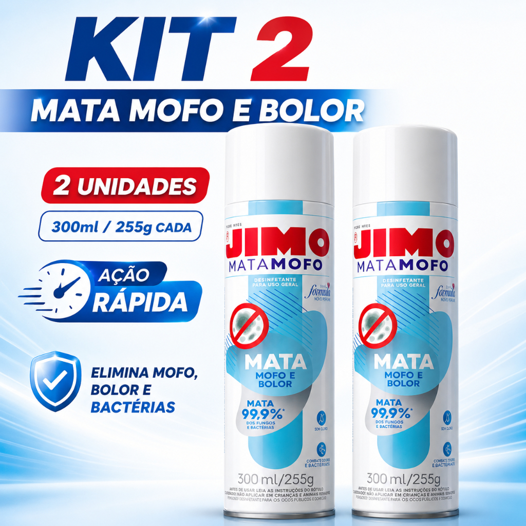 Kit 2 Jimo Mata Mofo Elimina Mofo e Bolor Limpeza Profunda Banheiro Azulejo Rejunte Parede Teto