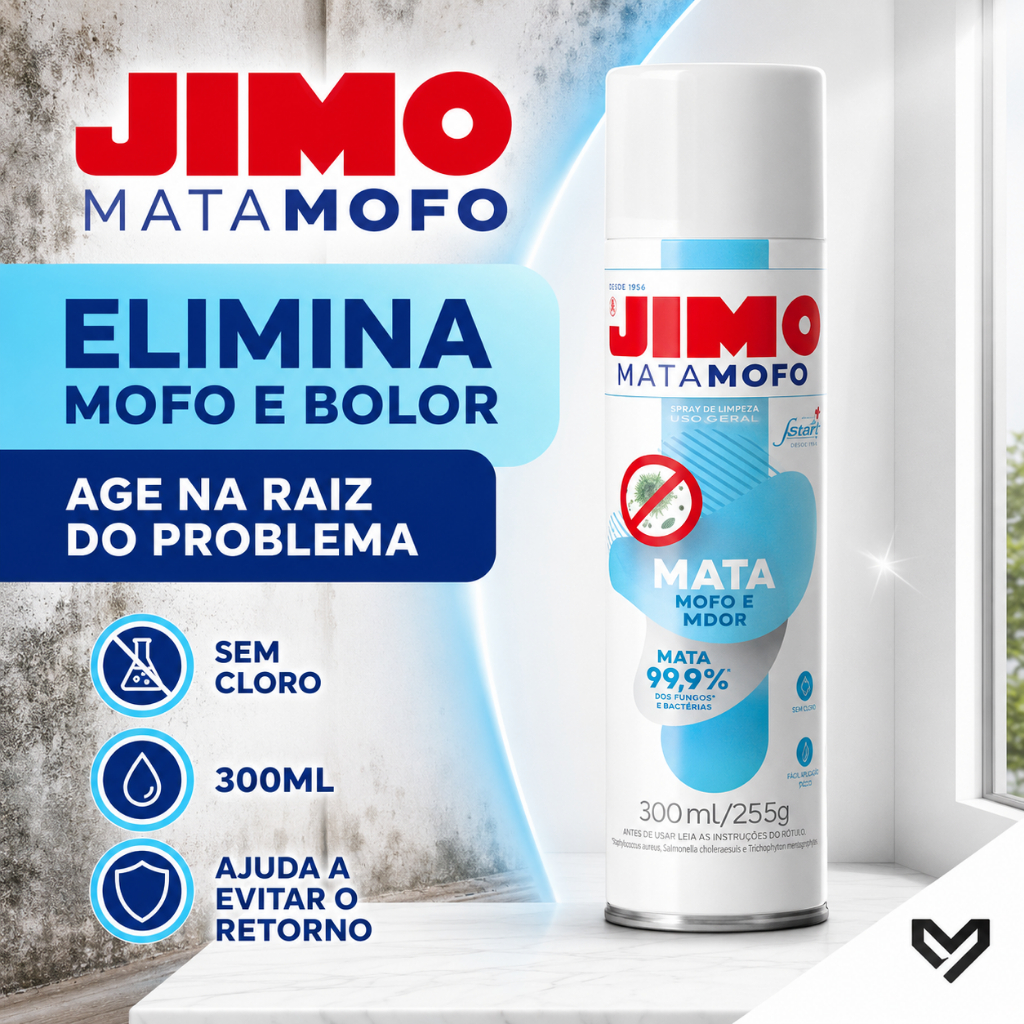 Jimo Mata Mofo 300ml Spray Sem Cloro Elimina Mofo Bolor Fungos Bactérias Armários Paredes Banheiro