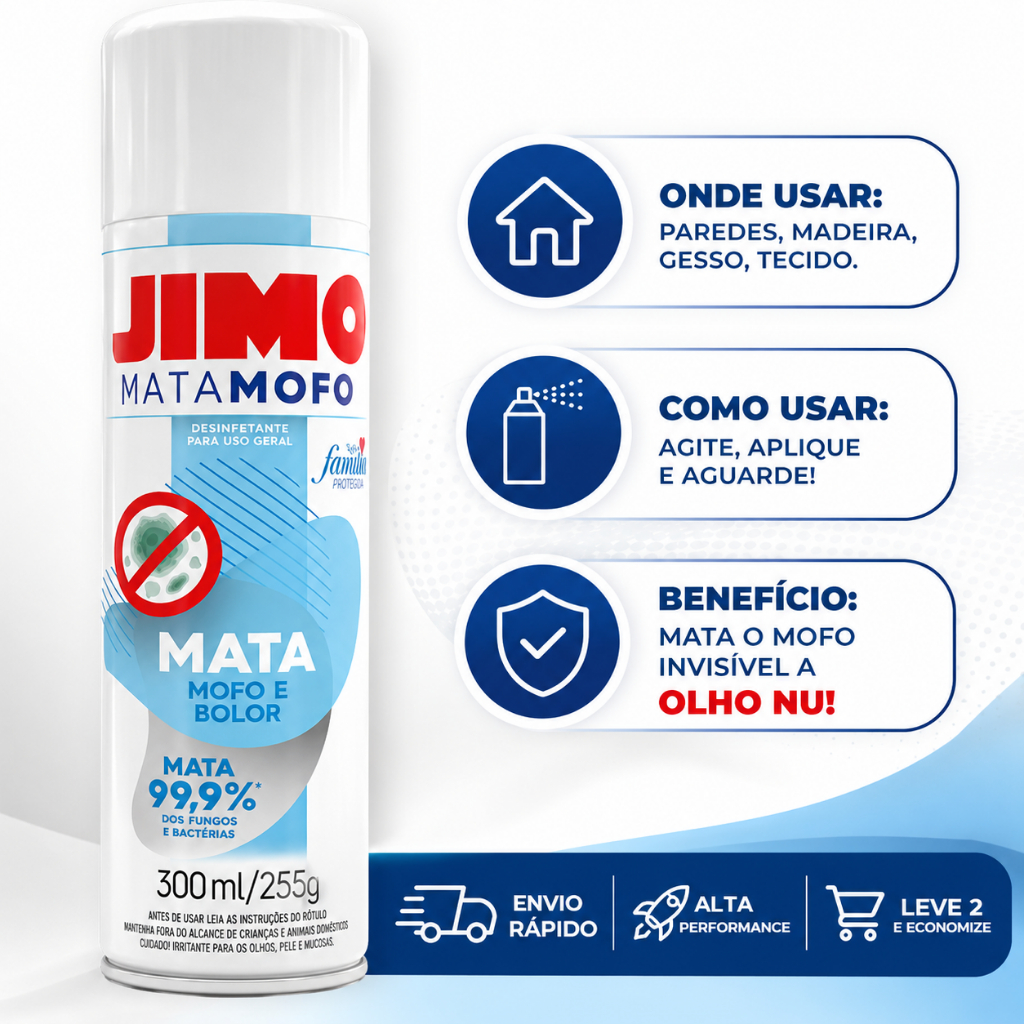 Jimo Mata Mofo Bolor Spray 300ml Limpeza Proteção