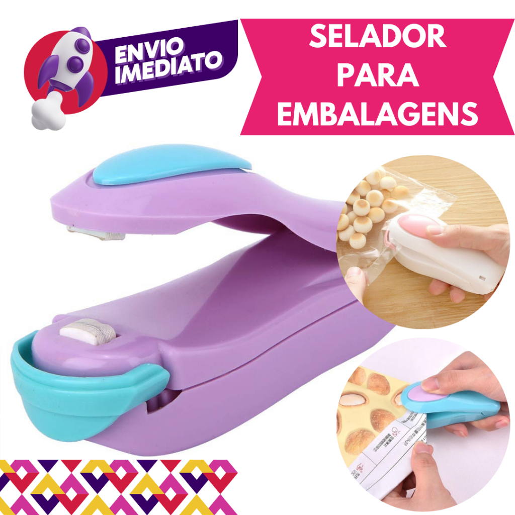 Mini Máquina Seladora Saco Plástico Lacrador Embalagem Alimentos Manual Compacto Portátil