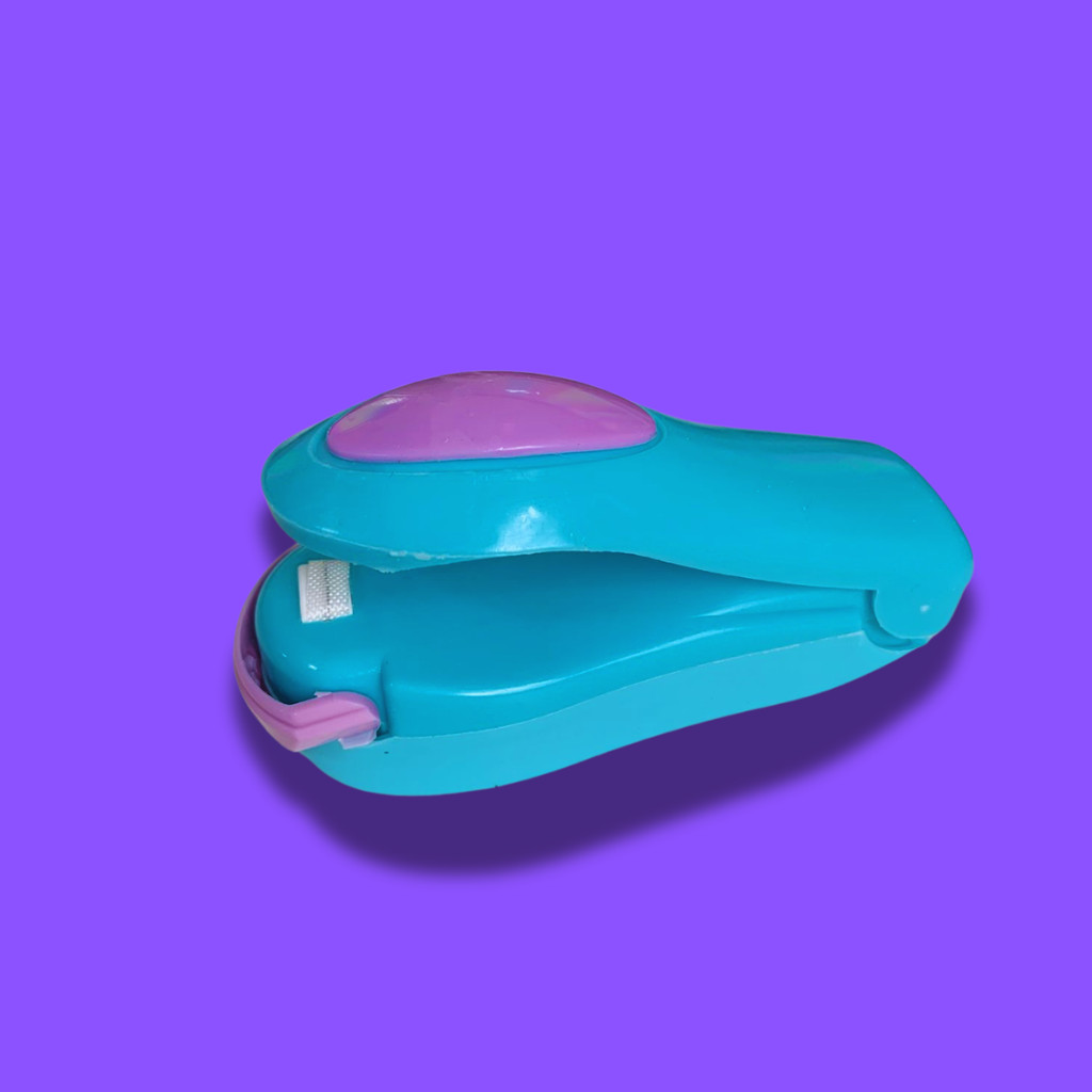 Mini Seladora Manual Clip a Pilha Imã Plástico Portátil Embalagens Doméstico