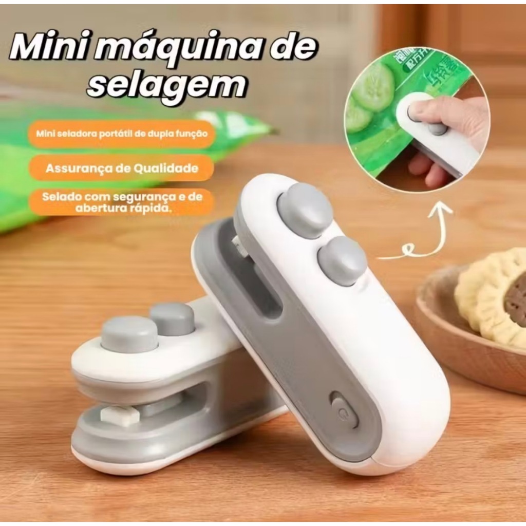 Mini Selador Manual Portátil De Saco 2 Em 1 Magnético De Calor Recarregável