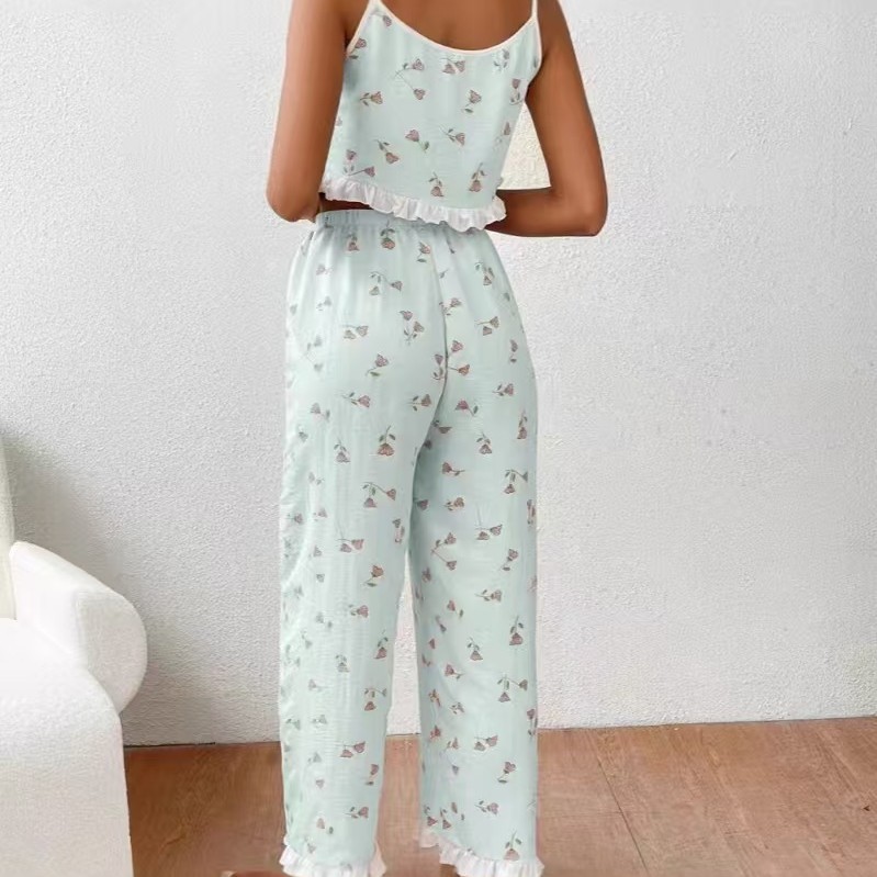 Pajamas Lightweight women's spring/summer Japanese and Korean style cloud cotton home pants, cute and fresh, perfect for