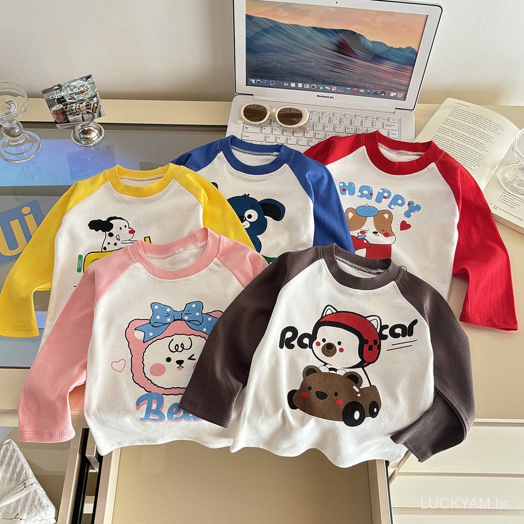 [Japanese-style base layer long shirt T]New Product Special Sale Children's pure cotton long sleeve shirt T Spring T-shi
