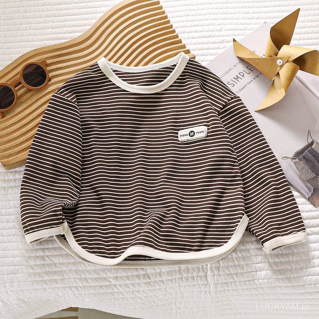 [New Product Special Sale]Japanese style long T Bargain children's striped sweatshirt 0-6Children's spring clothing, boy