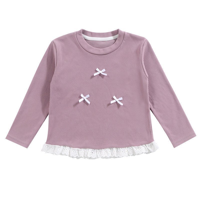 [Clearance Flash Sale]LUCYK Japanese-style long sleeves Girls' spring base layer, versatile long-sleeved lace round-neck