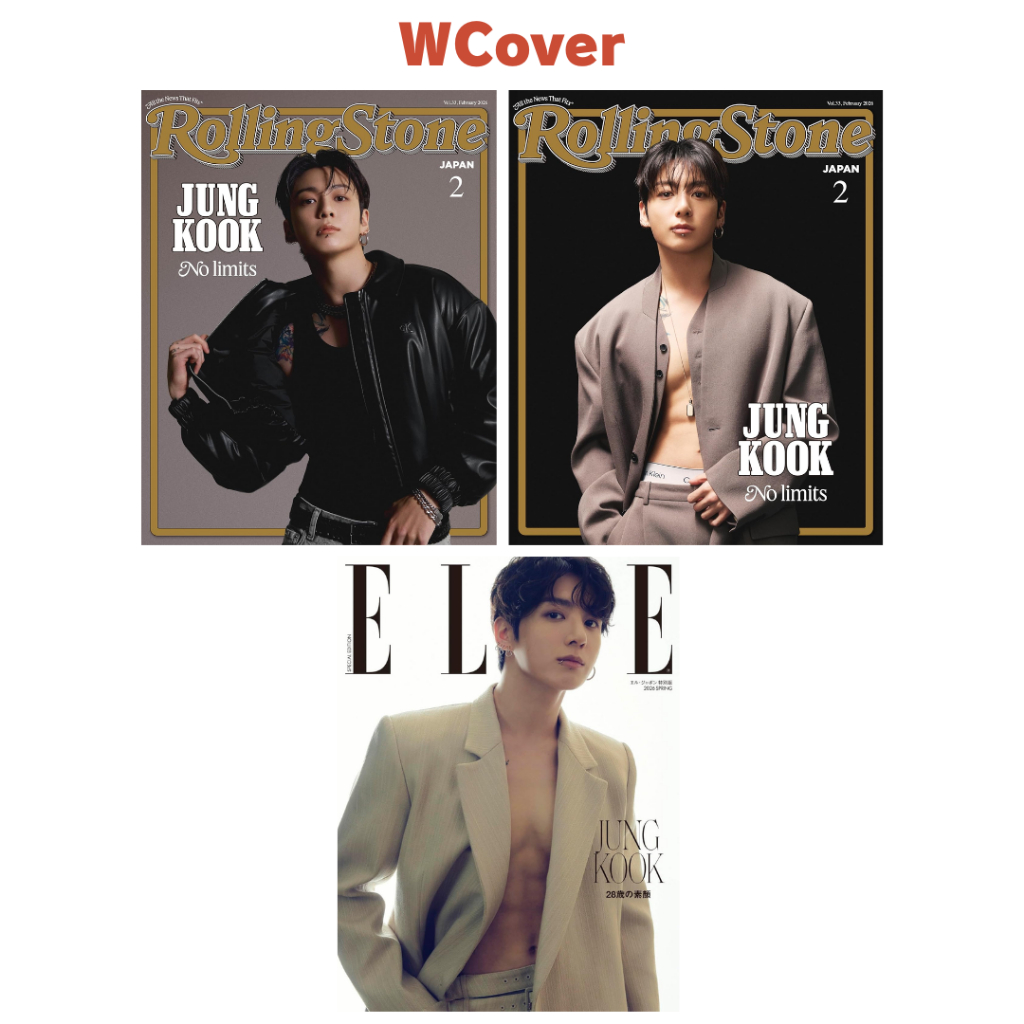 Brand-New Jung Kook Magazine Covers – Rolling Stone Japan Vol.33 (Feb 2026 / W Cover) & ELLE 2026 SPRING Special Edition – Choose Your Favorite – Japanese Magazine