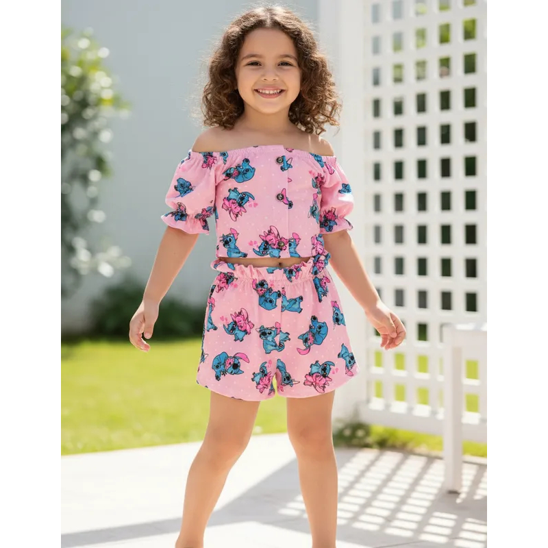Conjunto Menina Infantil Verao Look Passeio Modinha Festa modinha estilosa 8pçs