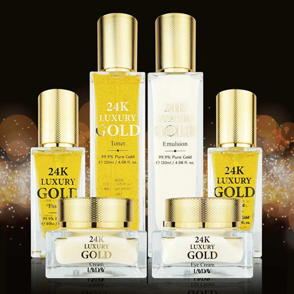 Layday 24K Luxury Gold 8pcs Conjunto De Cuidados Com A Pele Premium Coleção Hidratantes