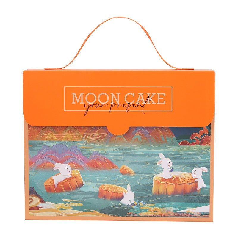 5 Pçs/set Laranja Papel Mooncake Caixa De Embalagem Atacado Mid Autumn Festival Caixas De Presente Apto Para 80g 6/8pcs