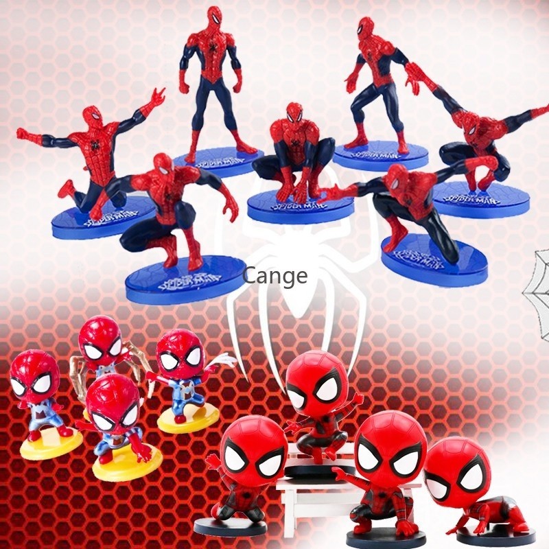 8 Pçs/set De Bonito Homem Aranha Estátua De Plástico Decorações De Bolo Para Festas De Aniversário De Meninos E Meninas