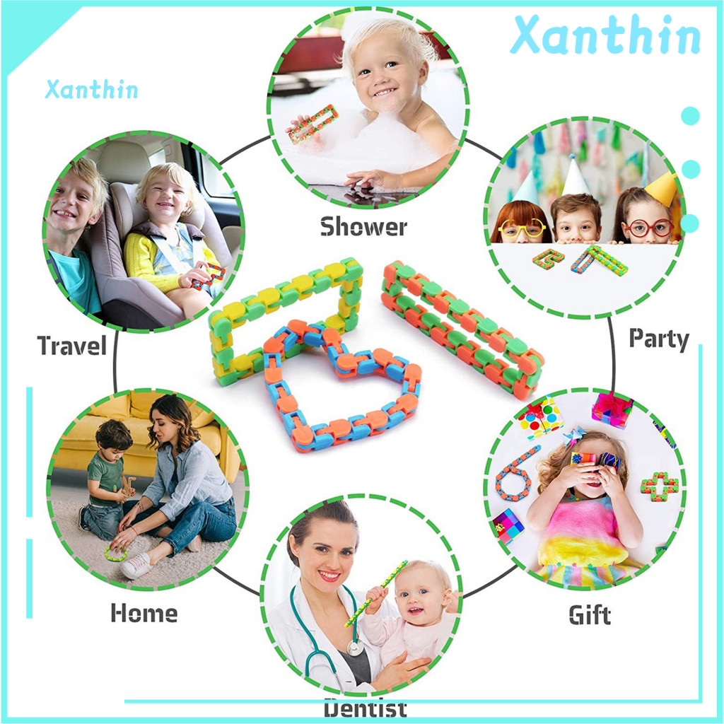 Endless Shapes Fidget Toy 8pcs Wacky Tracks Set – Stress Relief Soothing Decompression Folding Chain for Kids Adults F