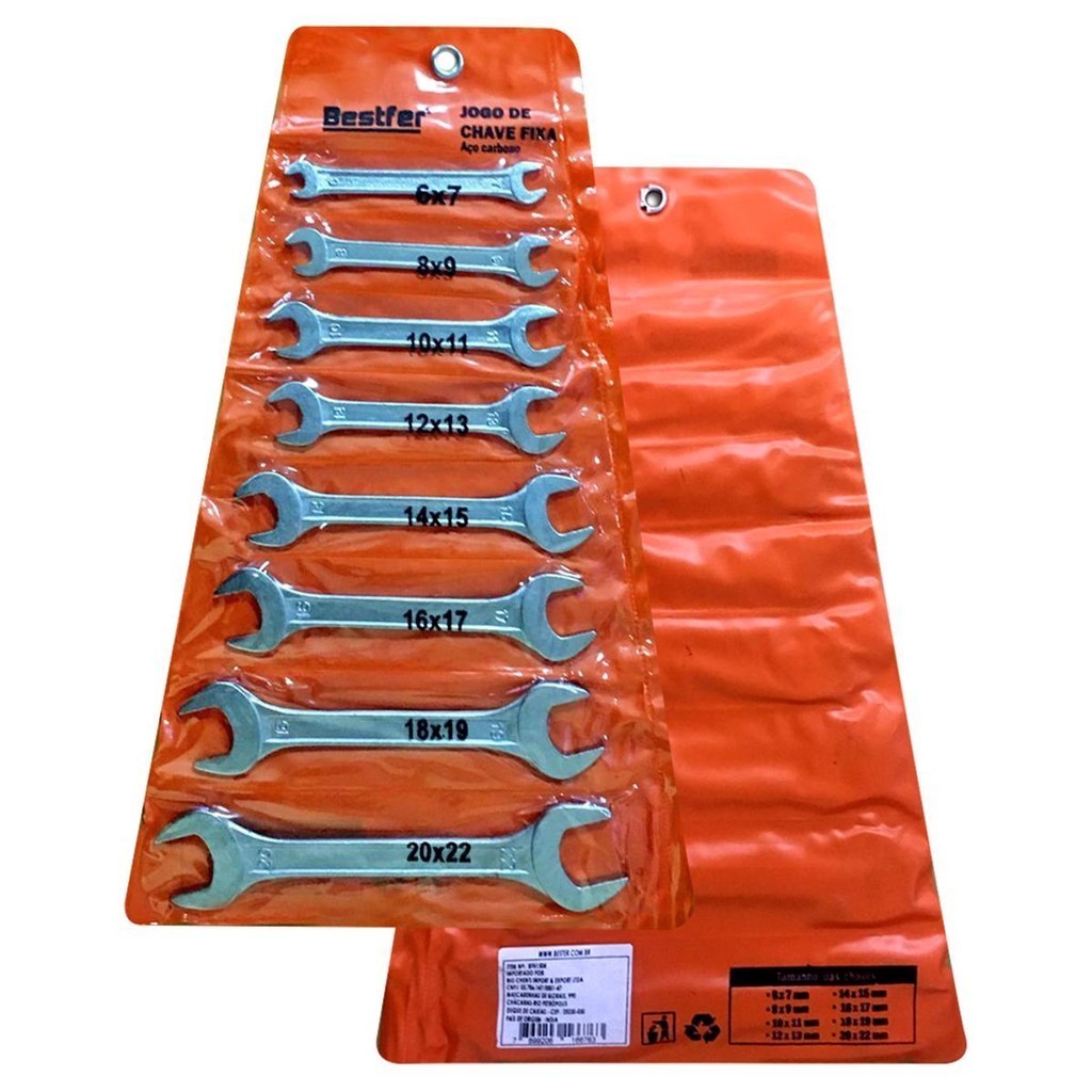 Jogo Kit Chave Fixa 6 A 22 Mm 8pç Bestfer Mecânico Ferramentas