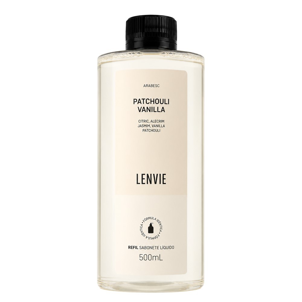 Refil Sabonete Líquido Patchouli Vanilla 500ml Lenvie Lavado Perfumado