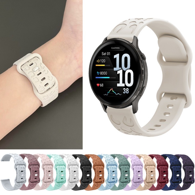 Pulseira De Silicone Macio Com Estampa De Leopardo Para Garmin Venu 4 3 45mm 41mm SQ 2 Plus Vivoactive 6 5