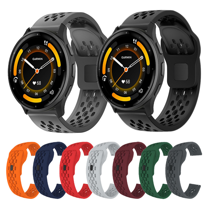 Correia De Silicone Com Furos Respiráveis Para Garmin Venu 4 3 45mm 41mm SQ 2 Plus Vivoactive 6 5