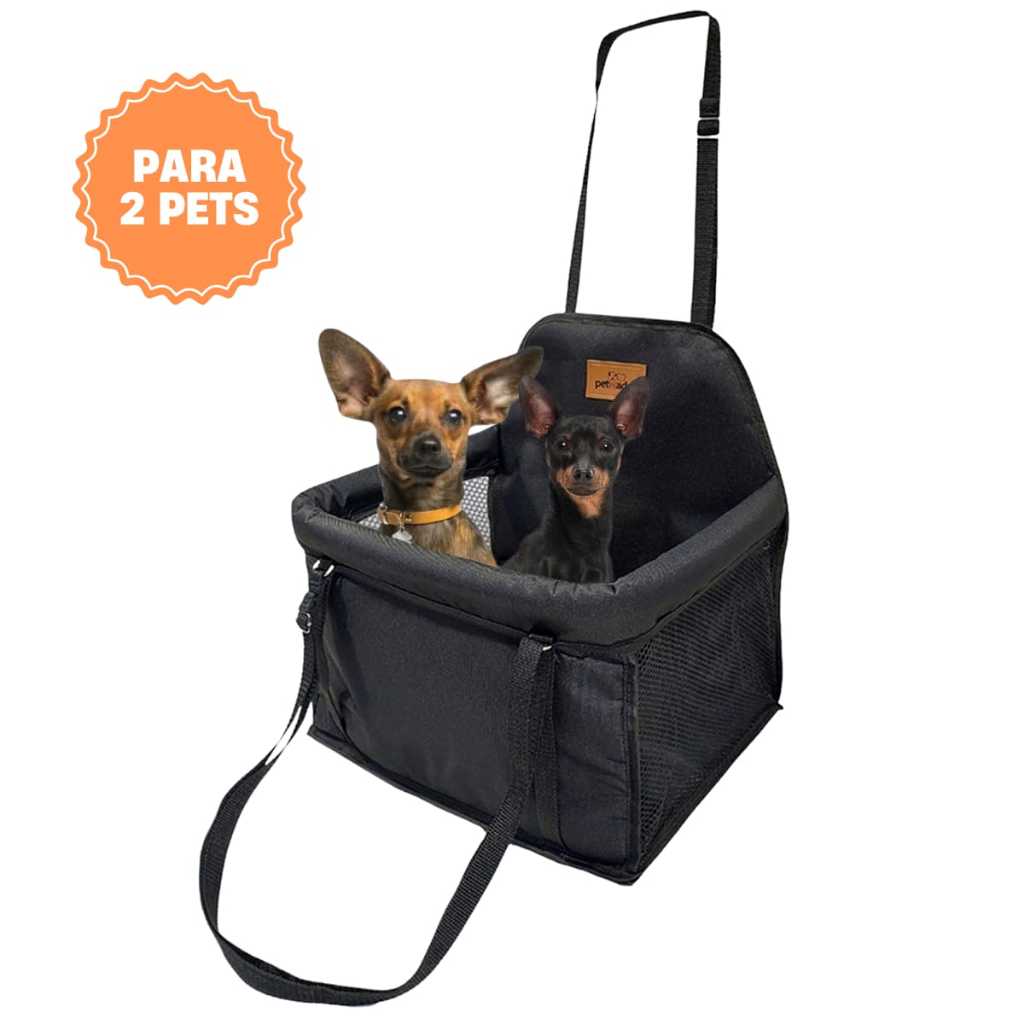 Assento Cadeirinha Cadeira Pet Para 2 Cachorros ou Gatos Juntos no Carro Transporte Seguro