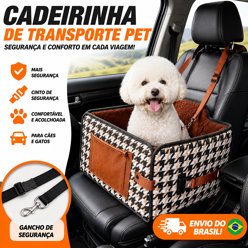 Cadeirinha de Transporte Pet para Carro Cachorro e Gato Assento Seguro Confortável para Viagem com Cinto de Segurança