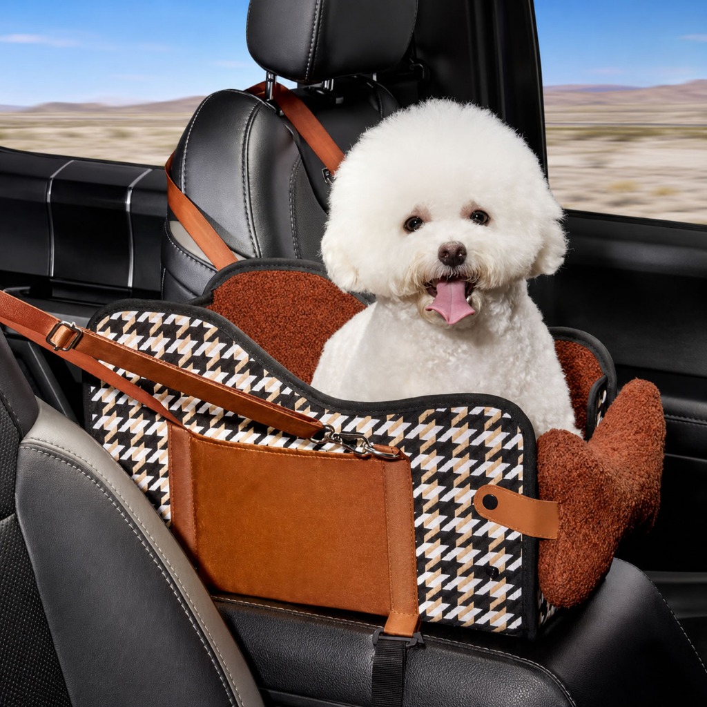 Cadeirinha de Transporte Pet para Carro Assento Dobrável para Cachorro Cães Gatos com Cinto Ajustável