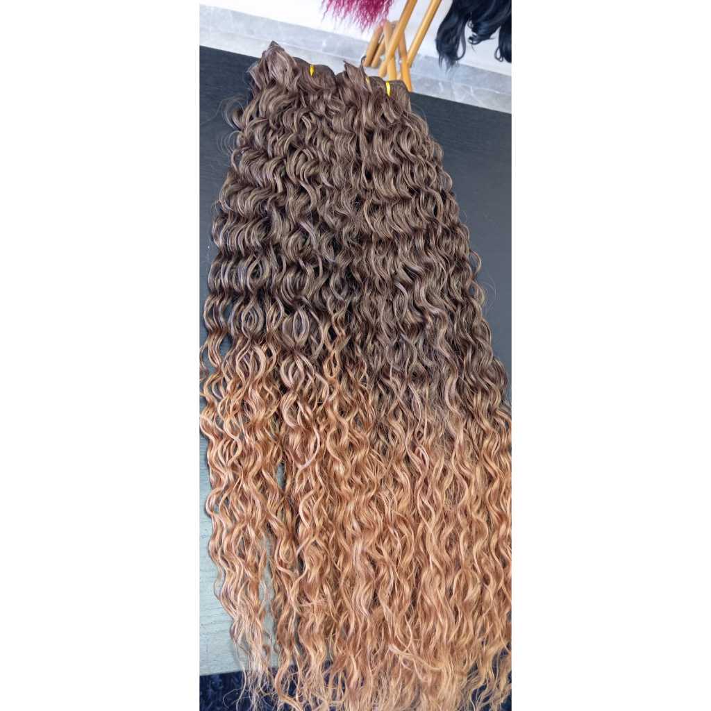 Aplique de Cabelo na Tela Mega Hair Natural Fibra Russa Cacheado Californiana 70cm Premium