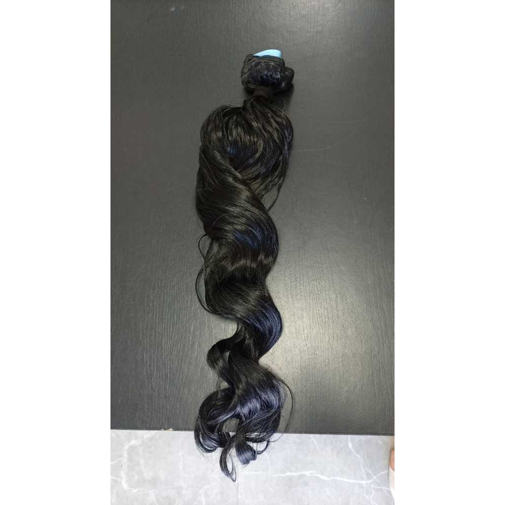 Cabelo para Mega Hair na Fita Adesiva Humanizado Ondulado Preto 60cm Natural Fibra Russa