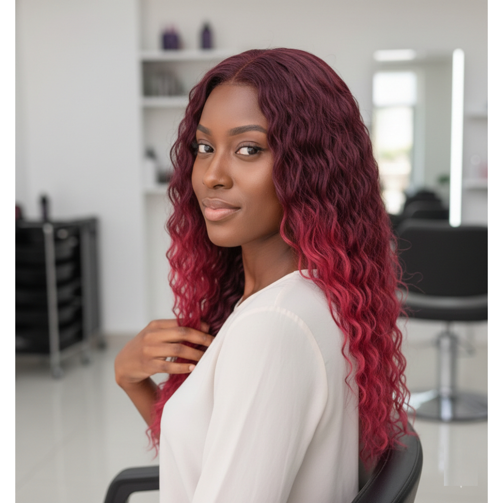 Cabelo para Mega Hair na Tela Humanizado Cacheado Marsala 70cm Natural Fibra Russa