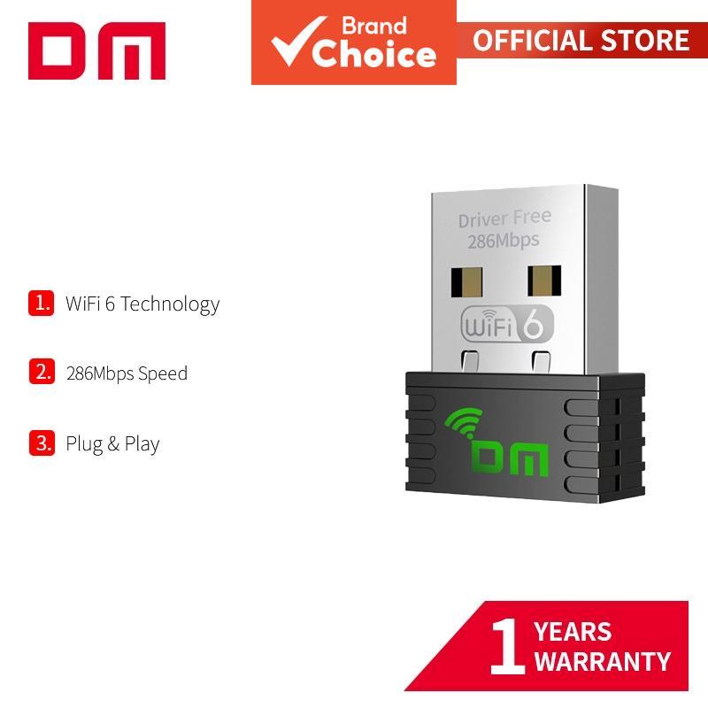 Adaptador USB WiFi 6 DM AD086 286Mbps 2.4GHz Plug & Play para Desktop, Laptop e PC compatível com Windows e Linux