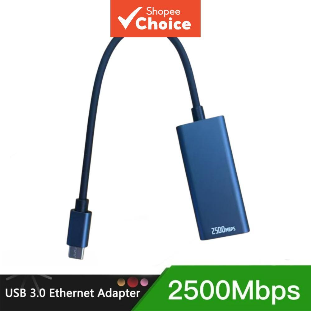 Adaptador de rede USB-C 2500Mbps Gigabit Ethernet RJ45 Hub de rede com fio Tipo-C compatível com Macbook Windows