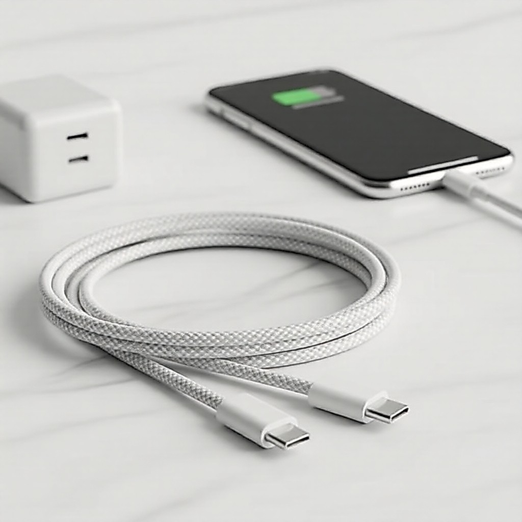 Cabo USB-C durável, carregamento rápido 60W, transferência de dados 480Mbps, compatível com Phone 15/16 & Android