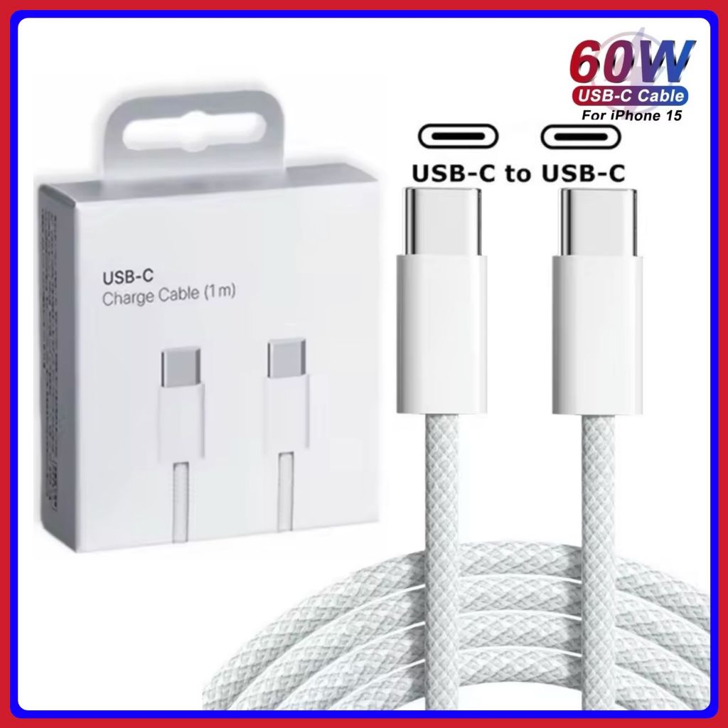 Cabo USB-C trançado carregamento rápido PD 60W 480Mbps, compatível com Phone 15/16/Android, substituto original, cabo C