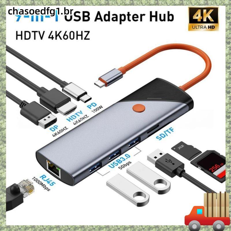 Estação De Acoplamento USB C 9 Em 1 , HUB TYPE-Para HDMl , Compatível Com 4K 60Hz 1000Mbps Botão De Desligamento De Tela