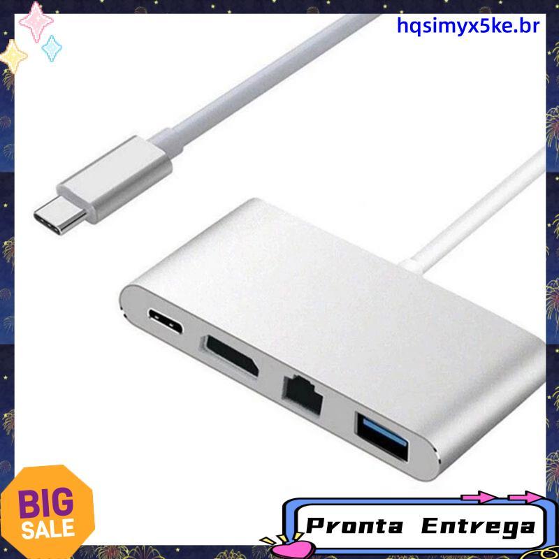 Doca De Hub Tipo C 5 Em 1 Para Laptop USB-4K 30hz-Portátil 100Mbps RJ45 Ethernet 3.0 Docking Station Compatível