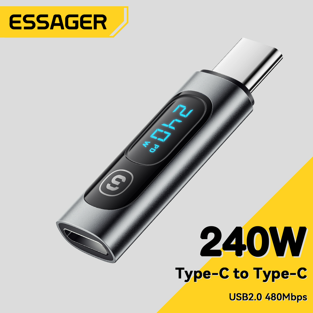 O conversor digital de display Essager OTG 240W tipo C para tipo C USB 2.0 de 480 Mbps é um adaptador compatível com