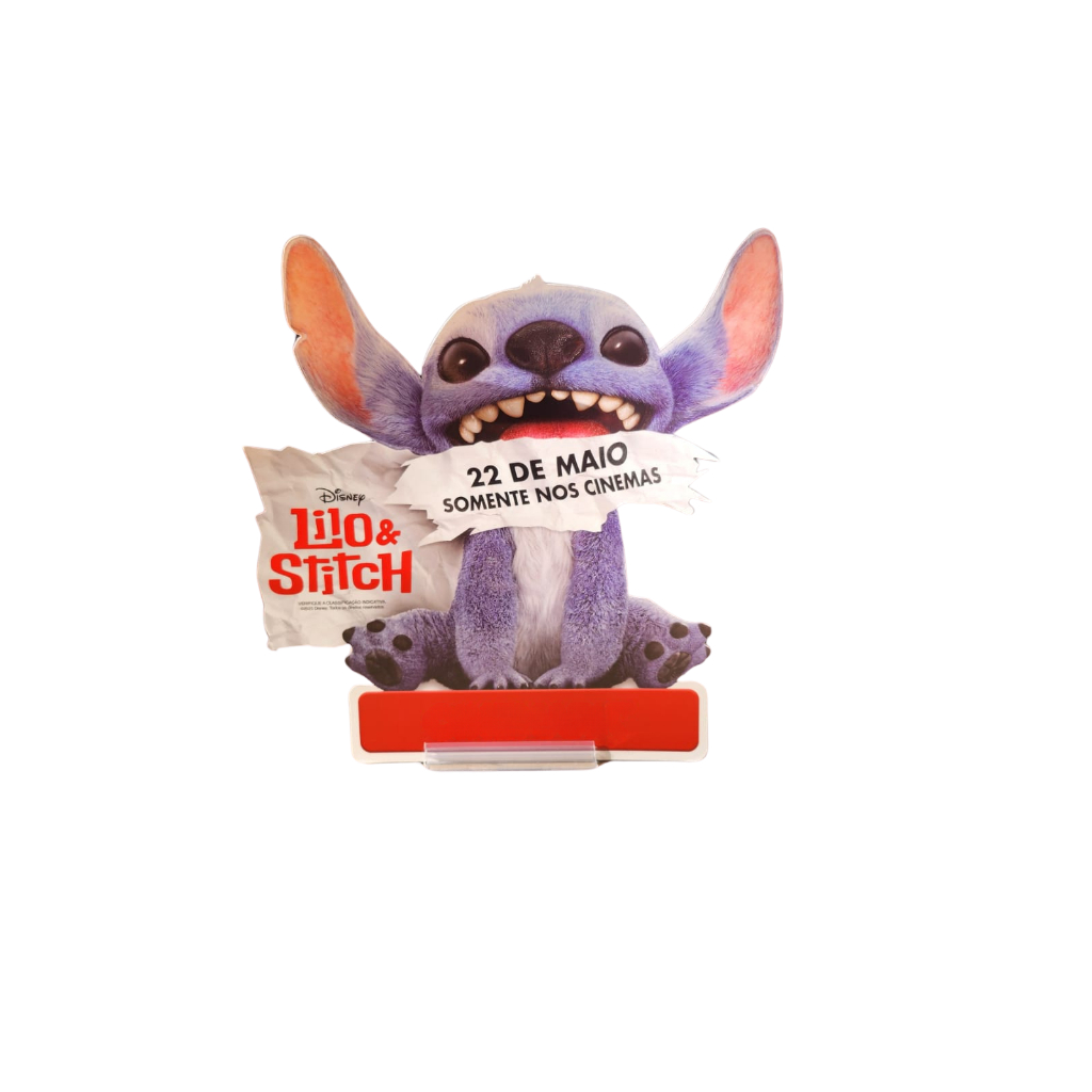 Kit Cinema Pote/Balde de Pipocas Infantil Decorado Stitch 2,1 litros + Copo Infantil Com Tampa e Canudo Stitch 500ml
