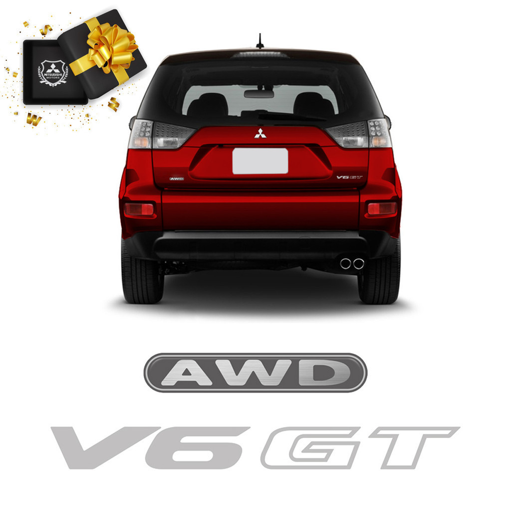 Adesivos Outlander Awd V6 Gt 2007/2013 Tampa Traseira Prata Genérico