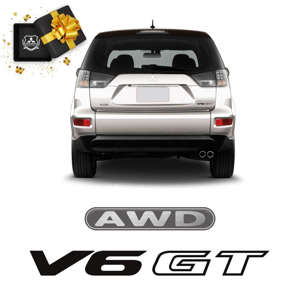 Adesivos Outlander Awd V6 Gt 2007/2013 Tampa Traseira Preto Genérico