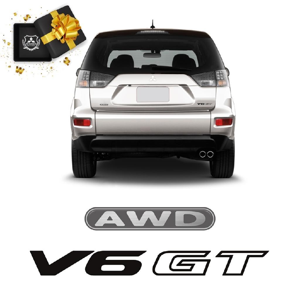 Adesivos Outlander Awd V6 Gt 2007/2013 Tampa Traseira Preto