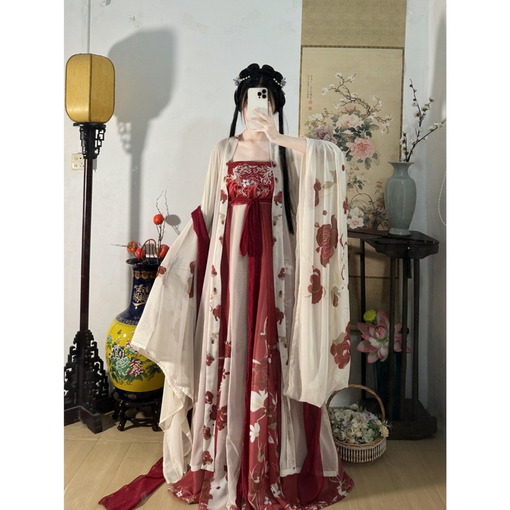 Novo estilo Hanfu feminino [Zhuohua] feito em Tang Xote saia estilo chinês tubo Top bordado estilo diário