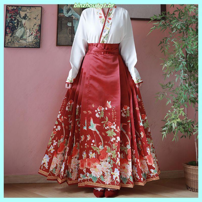 Z Lingxige Original Hanfu Yishan Primavera Cor Ming Feito Cavalo Rosto Saia Terno Novo Estilo Primavera Verão Brindando