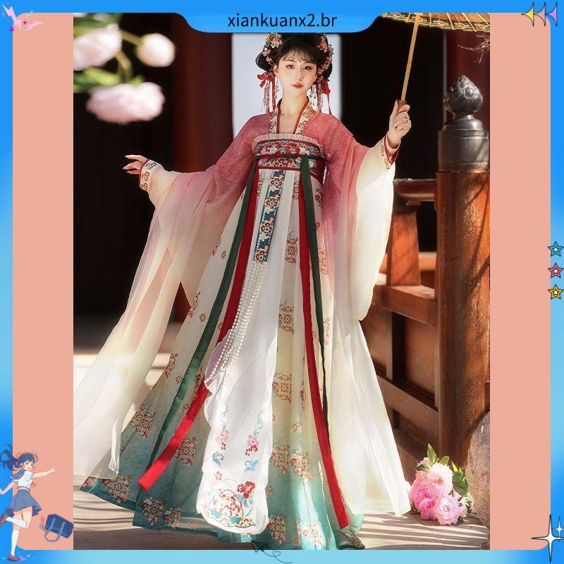 Novo estilo Original primavera tingido Tang feito Hanfu feminino bordado par Cardigan comprimento do peito bordado saia