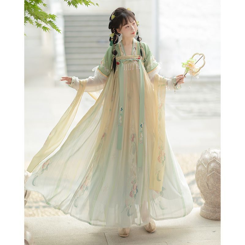 T Tang feito Hanfu saia de peito completo outono estilo chinês traje retrô COS foto traje