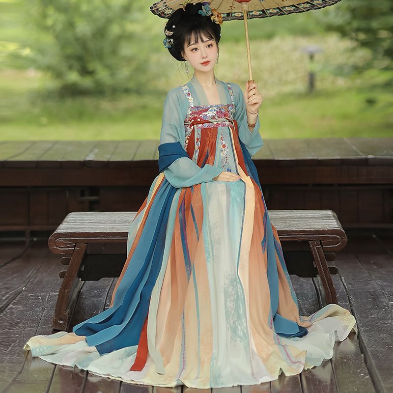 T Tang feito Hanfu feminino estilo chinês saia até o peito traje diário COS foto terno