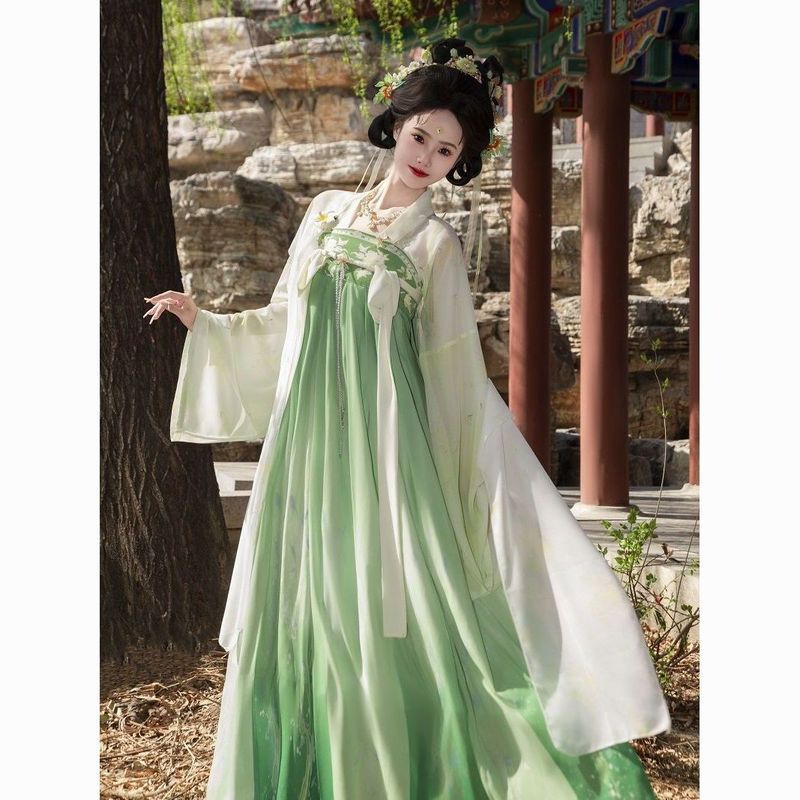  Original Hanfu feminino Jiangyun feito saia completa vermelho azul contraste cor recuperação estilo antigo diário Weara