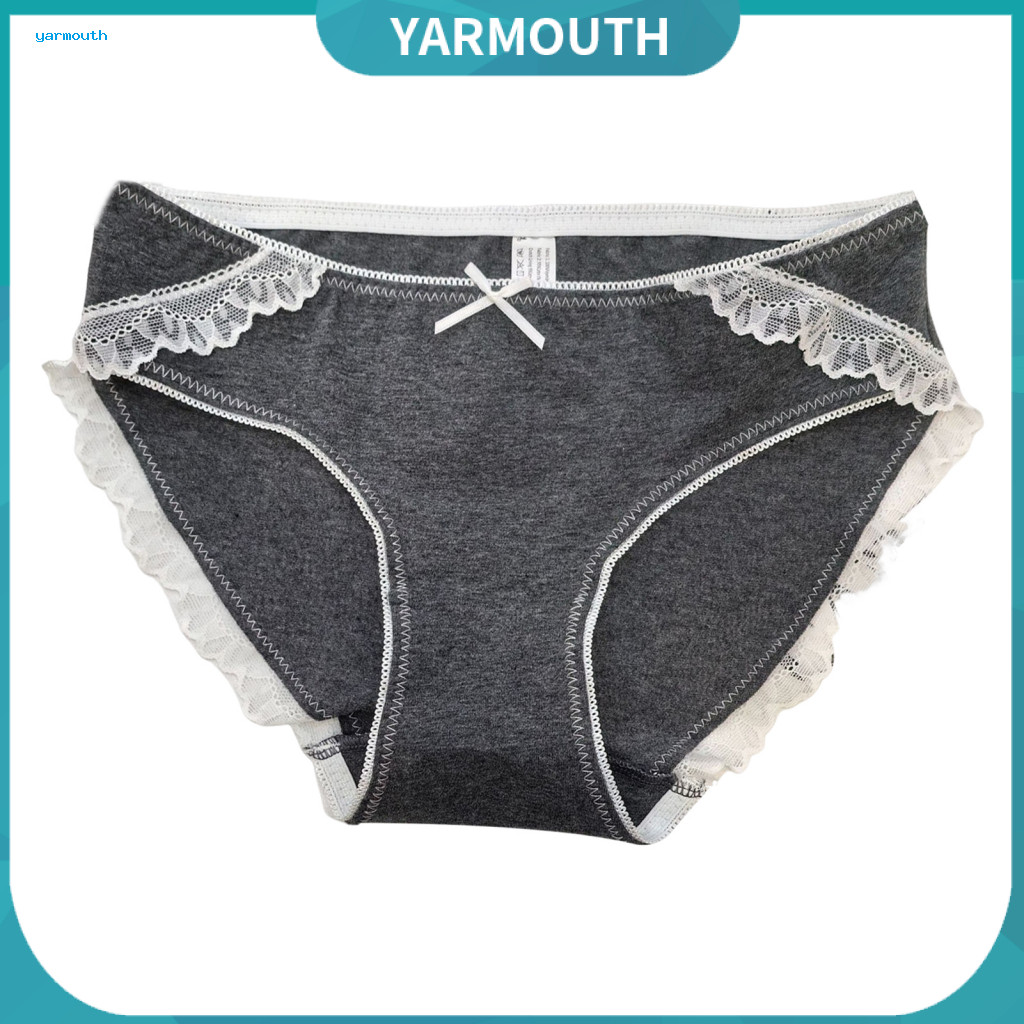 Cotton Underwear Mid Waist Briefs Women’s Lace Bow Breathable High Elasticity Daily Sleep Comfortable Female Panties f