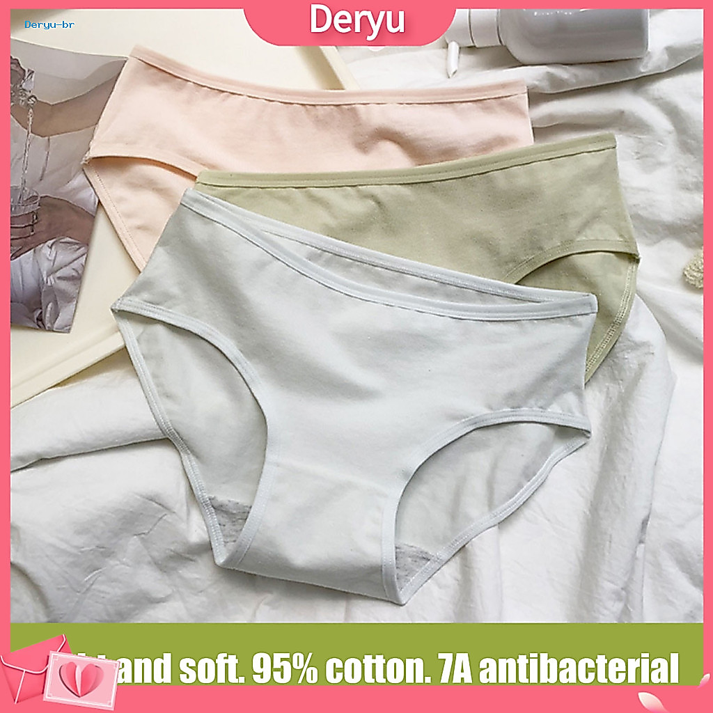 Breathable Women's Panties Comfortable Underwear Women’s Cotton Mid Waist Full Coverage Stretch Briefs Soft for Ladies
