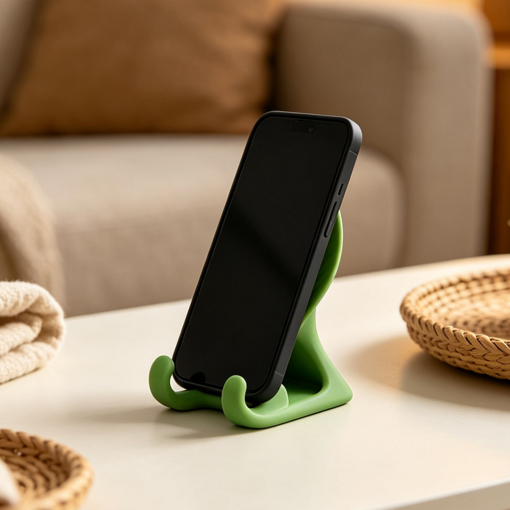 Dorm Room Essentials Cell Phone Stand Leaf Shaped 3d Printed with Double Hook Support – Hands-free Mobile Holder Artis