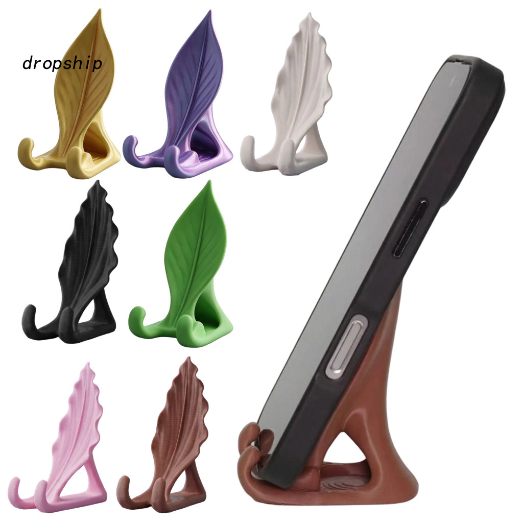 Cell Phone Stand Dorm Room Essentials Leaf Shaped 3d Printed with Double Hook Support – Hands-free Mobile Holder Artis