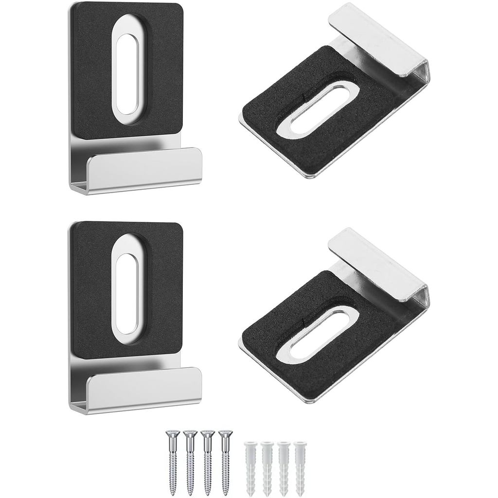 Metal Mirror Holder Clip Set, 4 Pcs Mirror Holder Clip Secure Wall Mount Brackets for Frameless Bathroom Mirrors, Glass